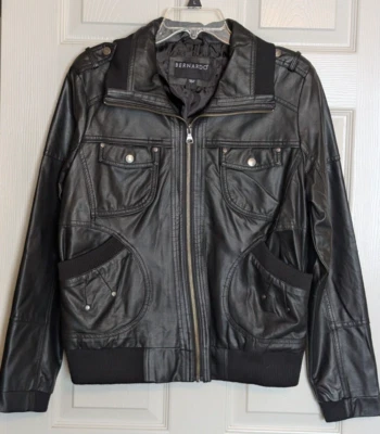 Chaqueta Bernardo Mujer Grande Moto Negra Cremallera Completa Imitación Cuero Cremallera Bolsillos Foto 1 de 4