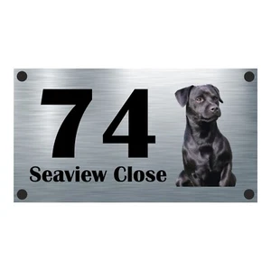 Patterdale Terrier Black Dog Aluminium House Sign Personalised - House Name/No - Picture 1 of 5