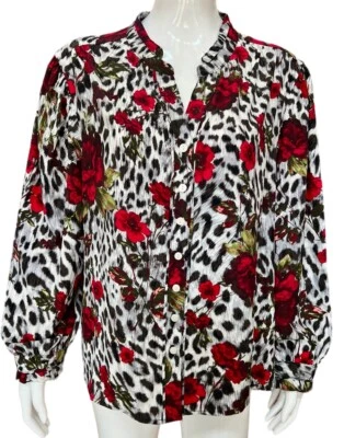 Allison Daley Floral Blouse Button Front Shirt Top Size PL New With Tags NWT - Image 1 of 4