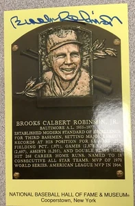Brooks Robinson Signed Gold HOF Plaque Postcard Yellow Orioles Autograph JSA #1 - Picture 1 of 2