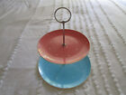 BEAUTIFUL VINTAGE ROYAL WINTON TWO TIER CAKE STAND PINK AND BLUE WITH POLKA DOTS