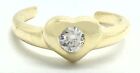Lab Created White Sapphire Heart Adjustable Toe Ring 14K Y Gold *New With Tag*