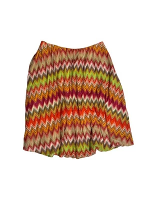 Falda De Colección Kay Unger Para Mujer M Multicolor Tejida en Zigzag Plisada Estilo Boho Festival Foto 1 de 2