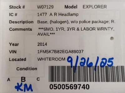 Conjunto de faros derechos usados se adapta a: Ford Explorer 2014 base halógeno sin policía p Foto 1 de 4