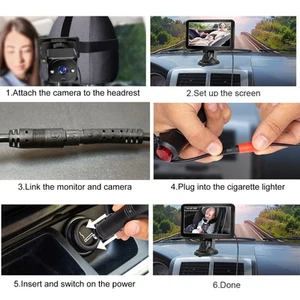 Baby Car Camera 7 Back Baby Car Mirror With 2 Cameras Wide Clear View Easil 2BB - Picture 1 of 12