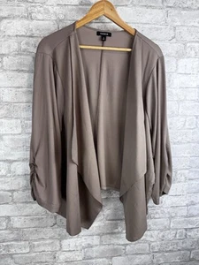 Torrid Open Front Blazer Jacket Womens Plus Size 5 5X Taupe Neutral Ruched Slv - Picture 1 of 13