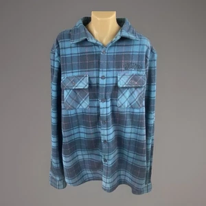 Mambo Smart Arts Size Large Blue Fleece Plaid Check Flannel Soft Long Sleeved - Picture 1 of 8