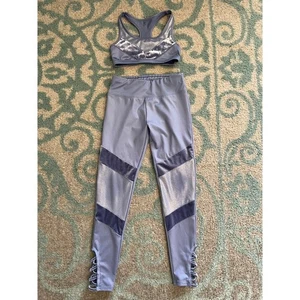 Justice Active Blue Sports Bra Legging Set Youth 12 - Picture 1 of 5