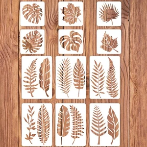 12Pcs Large Leaf Painting Stencils for DIY Crafts and Home Decor - Picture 1 of 8