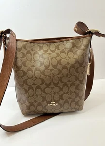 Coach Signature Val Duffle Shoulder /Crossbody Bag Khaki Brown /Gold C2819 EUC - Picture 1 of 24