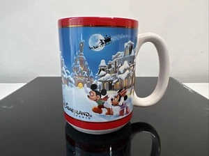 Disneyland paris exclusive large ceramic chirstmas coffee mug mickey & minnie - Picture 1 of 7