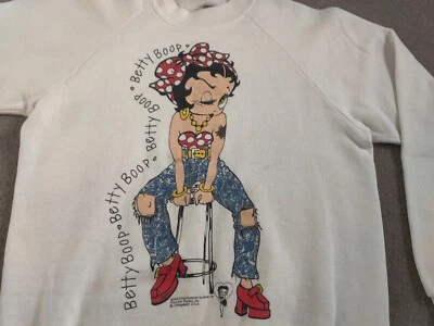 Sudadera Vintage Betty Boop Cuello Redondo M EE. UU. Dibujos Animados Gráfico Grande Hecha en EE. UU. Foto 1 de 4