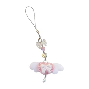 Styl Fuzzy Angel Smycz telefoniczna Kryształowy łańcuszek Torba Charm Akcesoria - Zdjęcie 1 z 10