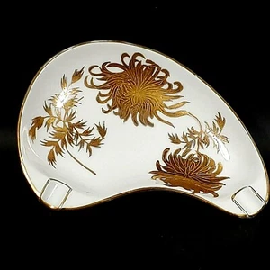 Vintage Porcelain CATOMIC BOOMERANG ASHTRAY White Gold 6046 - Picture 1 of 6