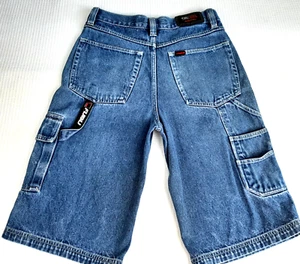 Vintage FUBU Boy's Cargo Jeans Shorts Size 20 W 30.5" Ins 13" Baggy Carpenter - Picture 1 of 24
