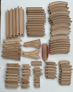 74-piece,  Quality Hardwood  Train Track  by Ikea,   Straight, Curved & Switch - Picture 1 of 11