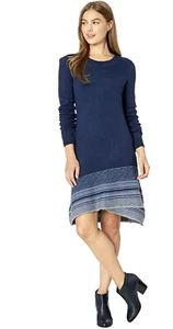 Aventura Womens NWT Long Sleeve Kellen Sweater Dress Black Iris Blue Large - Picture 1 of 3