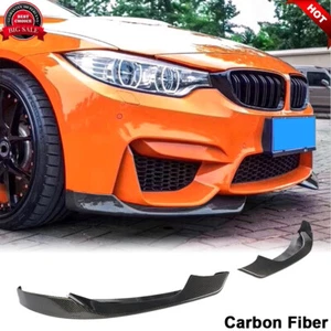 Fits BMW F80 M3 F82 F83 M4 14-19 REAL CARBON Front Bumper Lip Spoiler Splitters - Picture 1 of 12
