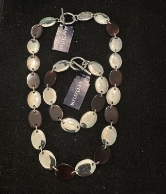 Nuevo con etiquetas Collar Ann Taylor Con Pulsera Lote - Plata Tortuga Palanca Foto 1 de 3