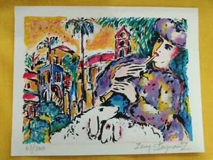 ZAMY STEYNOVITZ FLUTIST Serigraph Signed Small 7"x5.5" Limited Ed. #63/300 VTG - Picture 1 of 12