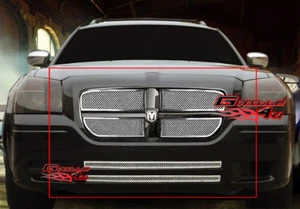 Fits 2005-2007 Dodge Magnum Stainless Steel Chrome Mesh Grille Insert Combo - Picture 1 of 2