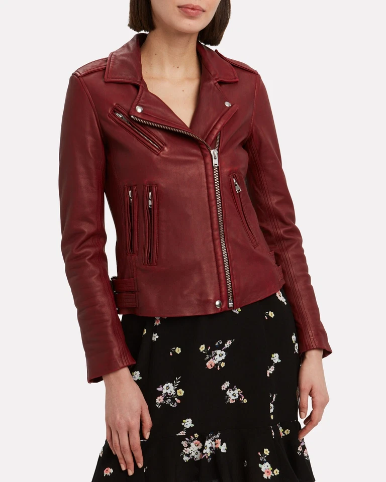 Chaqueta de moto de cuero Zayn para mujer Chaqueta de motociclista de cuero r... - Imagen 1 de 4