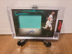 2022 Leaf Trinity Soccer  KARIM BENZEMA SIGNATURE/MATCH WORN PATCH 1/1 !!!!! - Picture 1 of 3