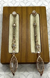 Kendra Scott Lane Front-back Drop Earrings Rose Gold Tone Gold Dusted Glass - Picture 1 of 16