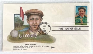RARE !!!  1988  FIRST DAY COVER  GOLF TRIBUTE BROOKLINE  TO FRANCIS QUIMET   C3 - Picture 1 of 2