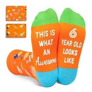 6 Six Year Old Birthday Gift 6t Socks for 6 Year Old Girl Boy Girls Boys Age ... - Picture 1 of 5