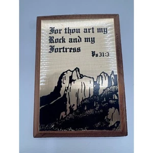 Vintage Psalm 31:3 Wall Plaque Wood & Metal For Thou Art My Rock & Fortress 6x4 - Picture 1 of 4