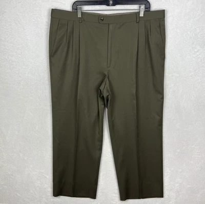 Pantalones de vestir Zanella para hombre 42x26 verde oliva lana plisada recta Italia Foto 1 de 4