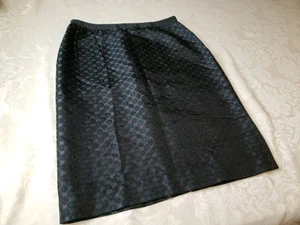 Kate Hill 100% Silk Jacquard Skirt. Size 4.Black, Grey. BlueLined. Zipper. NWOT  - Picture 1 of 6