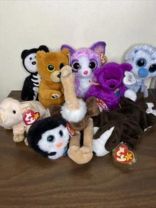 Lot Of 9 TY beanie babies Boos All With Tags  Pig Dog Bear Bird - Picture 1 of 7