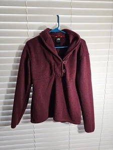 The North Face Pullover Damen L weinrot Langarm Knopfkragen Pulli - Bild 1 von 5