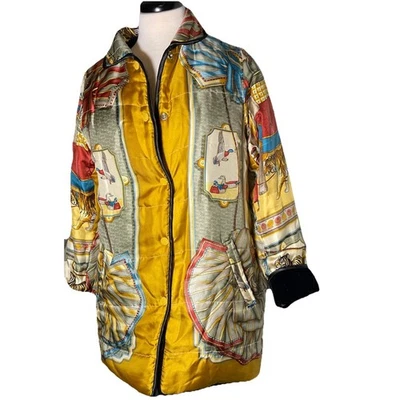 Alberto Makali Quilted Velvet/ Silk Reversible Snap Coat Women’s 8/10. - Image 1 of 4