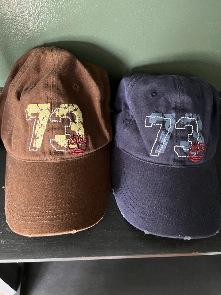Lote de 2 gorras de béisbol vintage Timberland #73 marrón y azul Foto 1 de 1
