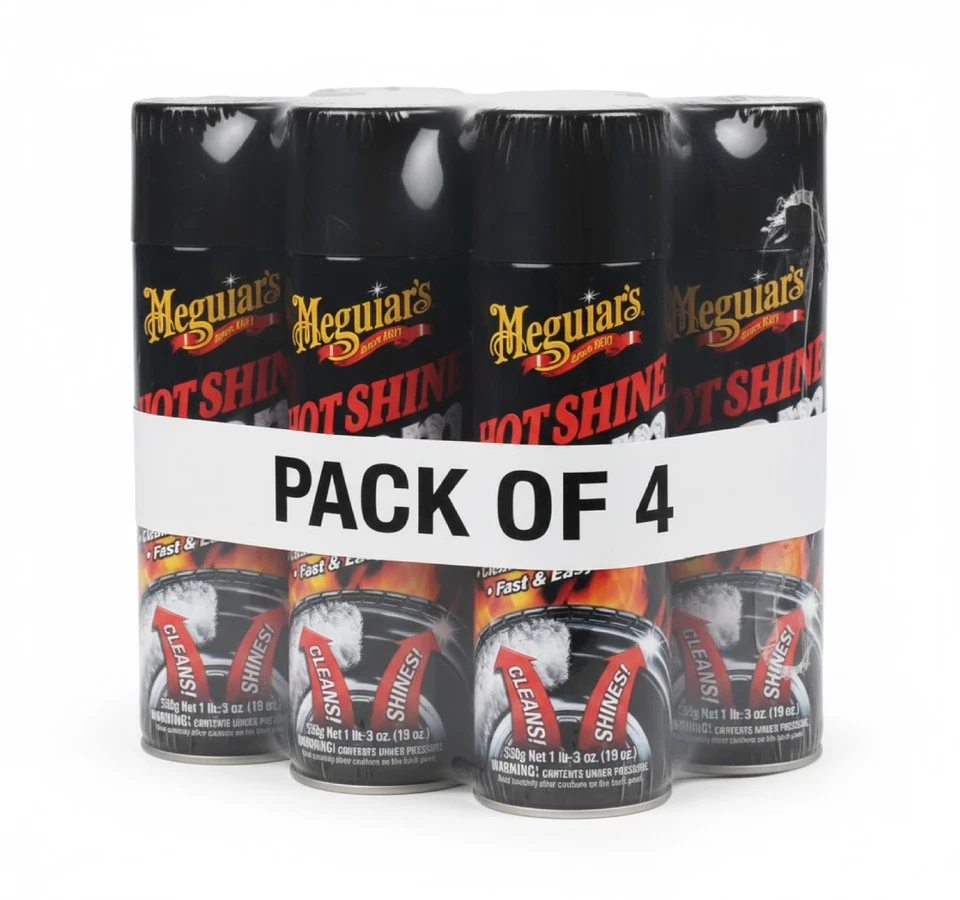 (4 Pack) Meguiar's Hot Shine Tire Foam, G13919, 19 oz, Aerosol, Easy Spray Foam Foto 1 de 1