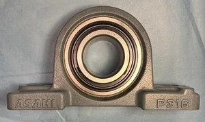 ASAHI UC316 (w/ Set Screws) Bearing W/ Attached Pillow Block P316 80mm Bore - Picture 1 of 8