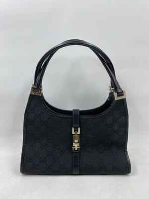 Bolso de hombro Gucci GG Jackie de cuero negro de lona Foto 1 de 4