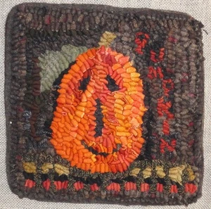 "PUMPKIN " ~RUG IN A DAY LINEN PATTERN~PRIMITIVE RUG HOOKING - Picture 1 of 10