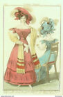 Gravure De Mode Costume Parisien 1827 N2518 Robe De Bareges Garnie De Biais