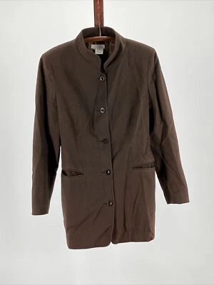 90's Barneys New York wool single breasted Nehru style brown jacket size 44 - Image 1 of 3