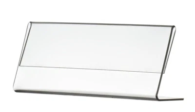 2 Pack 6”W x 2"H Sign Holder Slant Back Countertop Display Clear Side Load - Image 1 of 4