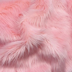 Baby Pink Mohair Shaggy Faux Fur Fabric By The Yard ( Long Pile ) 60" Wide - Picture 1 of 3