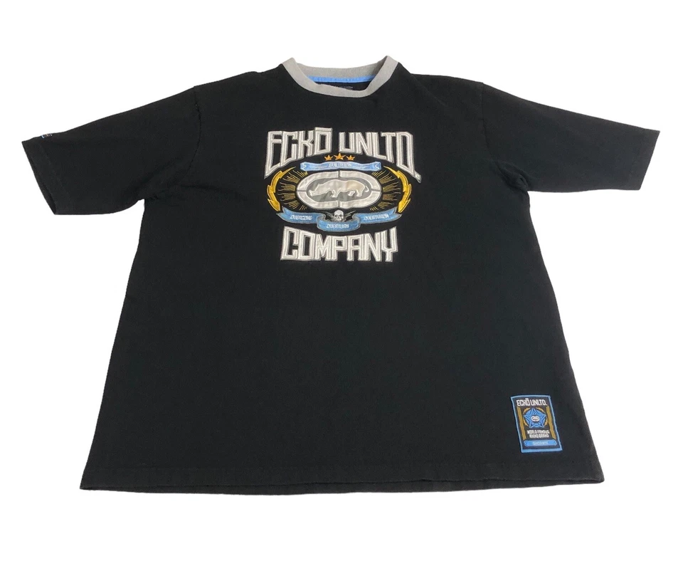 Camisa De Colección Y2K Ecko Unltd Para Hombres XL Negra Logo Rinoceronte Ropa de Calle Manga Corta Foto 1 de 4