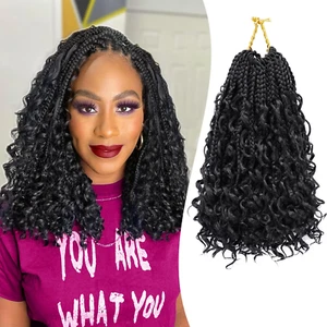 8 Packs Goddess Box Braids Crochet Hair 10 Inch Pre-Looped Bohemian Crochet Boho - Picture 1 of 12