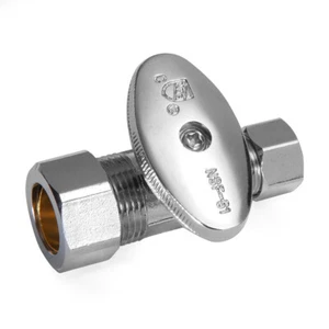 EFIELD 5/8" OD (1/2" NOM) X 3/8" OD 1/4TURN COMPRESSION STRAIGHT STOP VALVE - Picture 1 of 3