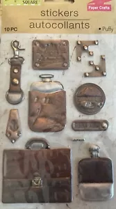 NEU Crafters quadratische metallische Aktentasche, Flachmann Aufkleber Steampunk Zeitschriften - Bild 1 von 1