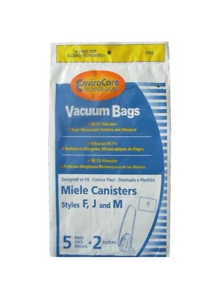 Miele F J M Allergen Canister Vacuum Bags 5 BAGS + 2 Filters - Image 1 of 2